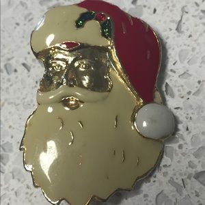 Vintage Santa Christmas Brooch Gold Tone